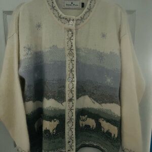 Women's cream,pink,and Green Cardigan